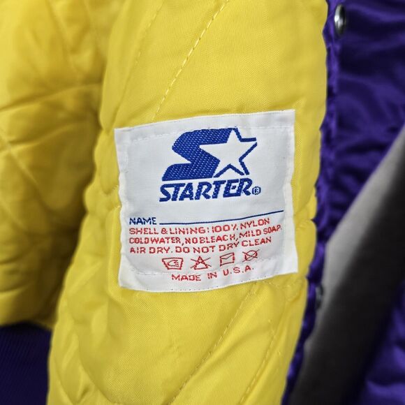 Vtg 80's Los Angeles Lakers Satin Starter Jacket Size Large W/ Anti-Gang Patches - Picture 11 of 14